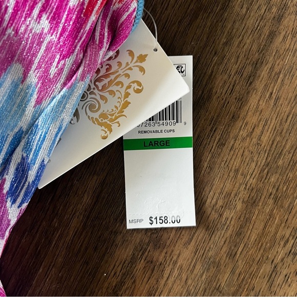 New BECCA Women’s Joshua Tree One Piece Swimsuit Plunge Neck Corset Size Large - Picture 5 of 9